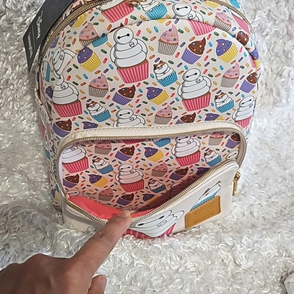 Loungefly Baymax cupcake mini backpack and makeup bag